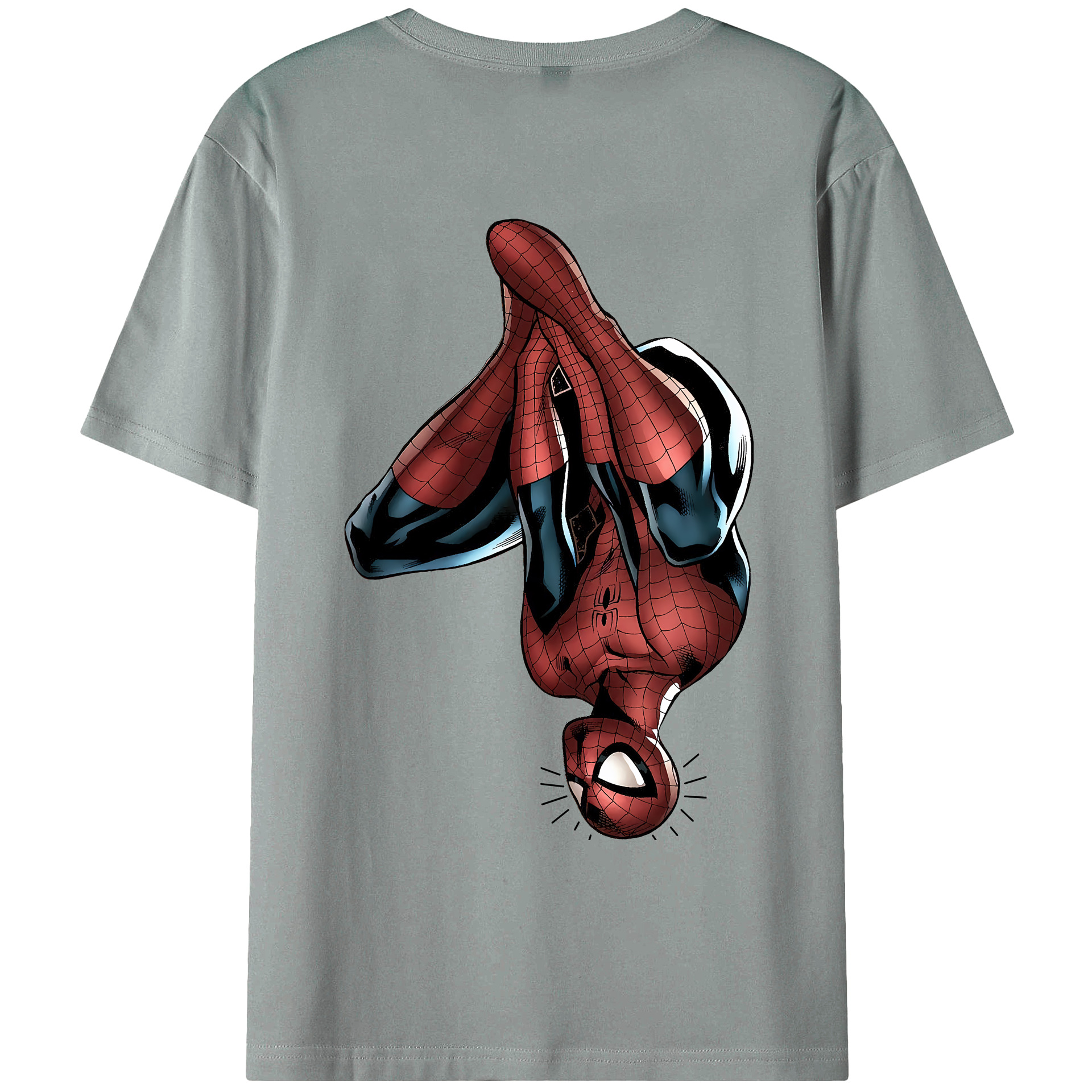 （画像用） Spider Man スパイダーマン 綿100％ メンズ半袖Tシャツ（バックプリント） 通気性